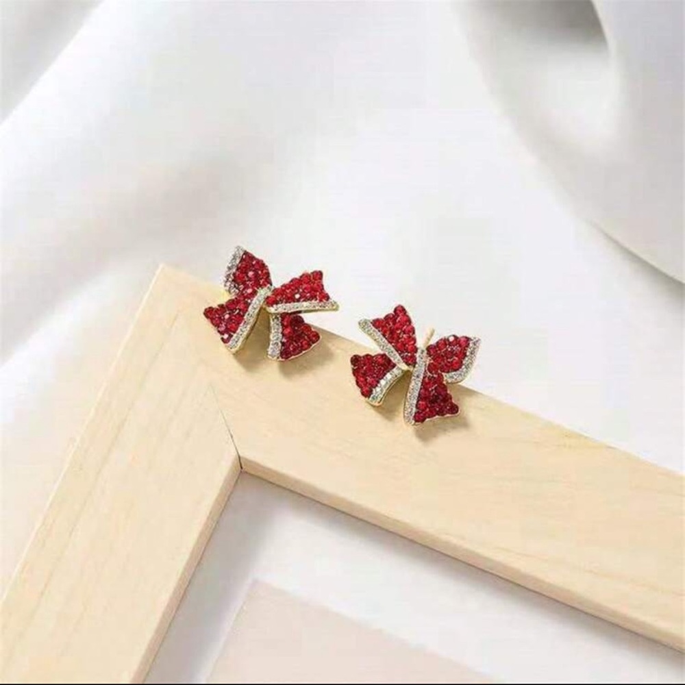 Elegant Red Bow Earrings